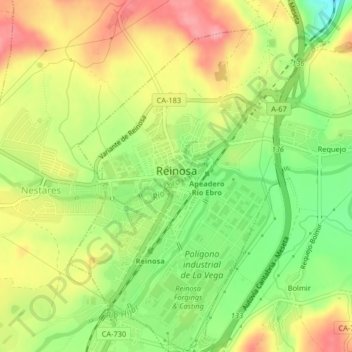Topografische kaart Reinosa, hoogte, reliëf