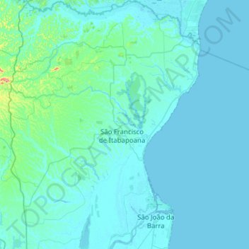 Topografische kaart São Francisco de Itabapoana, hoogte, reliëf