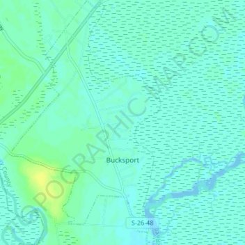 Topografische kaart Bucksport, hoogte, reliëf