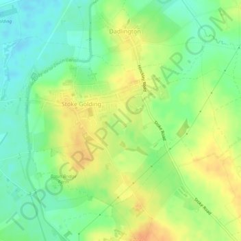 Topografische kaart Stoke Golding, hoogte, reliëf