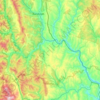 Topografische kaart White River, hoogte, reliëf