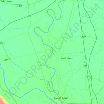 Topografische kaart النيل, hoogte, reliëf