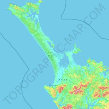 Topografische kaart Te Hiku Community, hoogte, reliëf