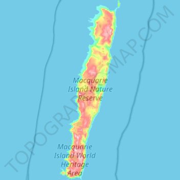 Topografische kaart Macquarie Island, hoogte, reliëf