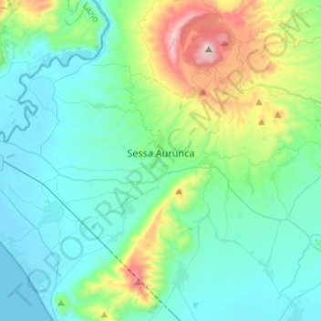 Topografische kaart Sessa Aurunca, hoogte, reliëf