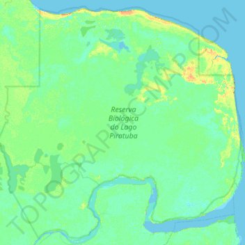 Topografische kaart Reserva Biológica do Lago Piratuba, hoogte, reliëf