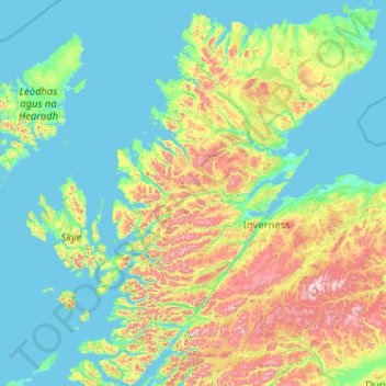 Topografische kaart Highland, hoogte, reliëf
