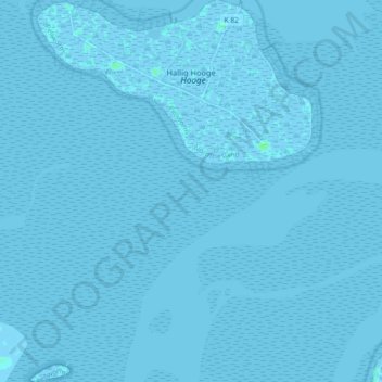 Topografische kaart Hallig Hooge, hoogte, reliëf