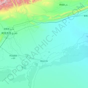 Topografische kaart 阿拉尔市, hoogte, reliëf