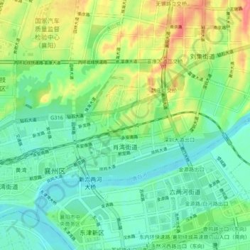 Topografische kaart Xiaowan Subdistrict, hoogte, reliëf