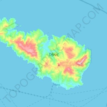 Topografische kaart Τήνος, hoogte, reliëf