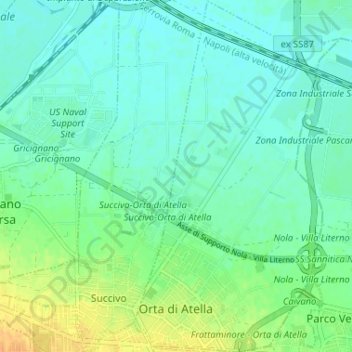 Topografische kaart Orta di Atella, hoogte, reliëf