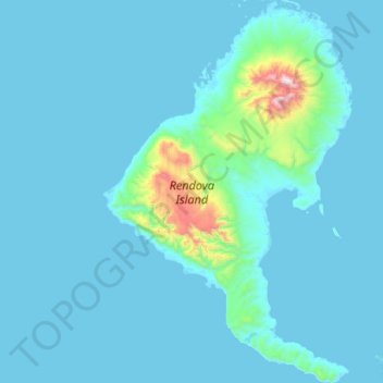 Topografische kaart Rendova Island, hoogte, reliëf