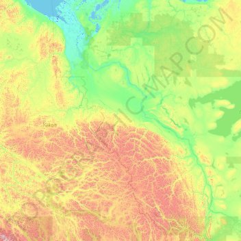 Topografische kaart Deh-Cho - Mackenzie River, hoogte, reliëf