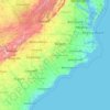 Topografische kaart Carolina del Norte, hoogte, reliëf