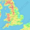 Topografische kaart Engeland, hoogte, reliëf