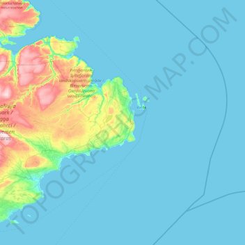 Topografische kaart Finnmark, hoogte, reliëf
