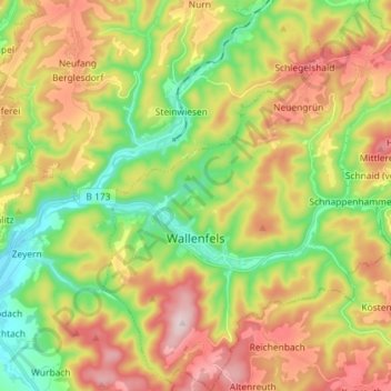 Topografische kaart Wallenfels, hoogte, reliëf