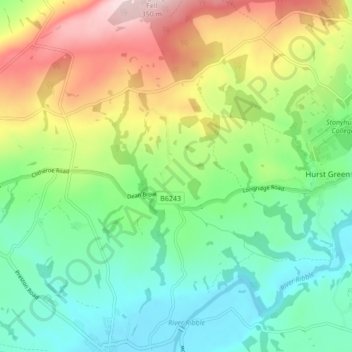 Topografische kaart Dutton, hoogte, reliëf