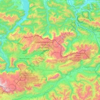 Topografische kaart Totes Gebirge, hoogte, reliëf