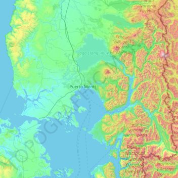 Topografische kaart Provincia de Llanquihue, hoogte, reliëf
