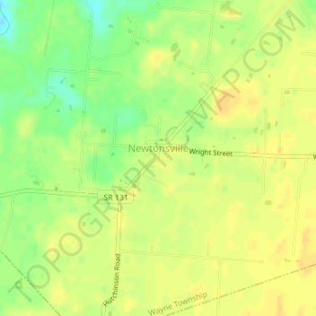 Topografische kaart Newtonsville, hoogte, reliëf