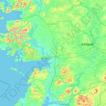 Topografische kaart County Galway, hoogte, reliëf