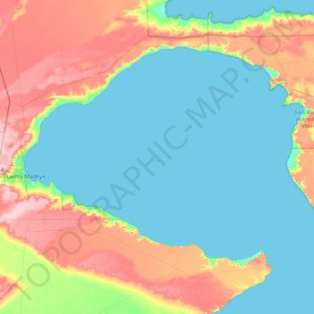 Topografische kaart Golfo Nuevo, hoogte, reliëf