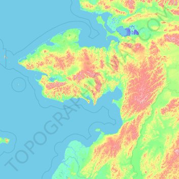 Topografische kaart Nome, hoogte, reliëf