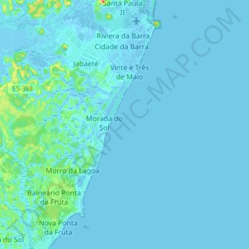 Topografische kaart Região 05 - Grande Jucu, hoogte, reliëf