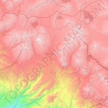 Topografische kaart Candarave, hoogte, reliëf