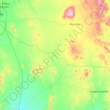 Topografische kaart La Colorada, hoogte, reliëf