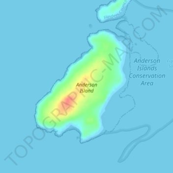 Topografische kaart Anderson Island, hoogte, reliëf