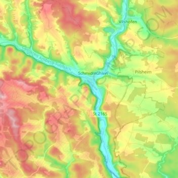 Topografische kaart Schmidmühlen, hoogte, reliëf
