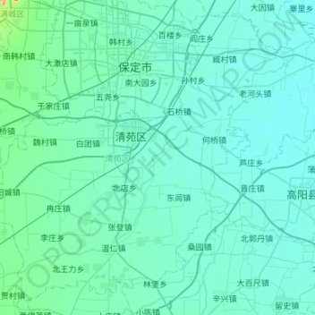 Topografische kaart Qingyuan District, hoogte, reliëf