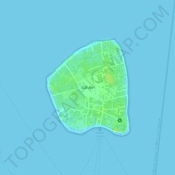 Topografische kaart Gili Air, hoogte, reliëf