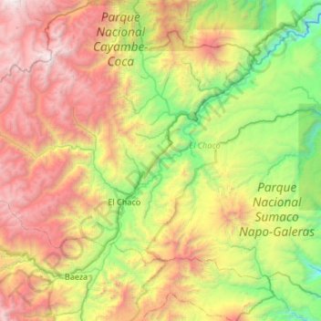 Topografische kaart Gonzalo Díaz de Pineda, hoogte, reliëf