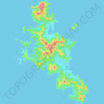 Topografische kaart Great Barrier Island, hoogte, reliëf