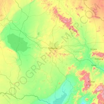 Topografische kaart Dodoma, hoogte, reliëf