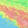 Topografische kaart Bosnië en Herzegovina, hoogte, reliëf