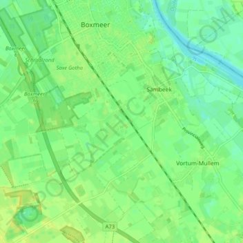 Topografische kaart Sambeek, hoogte, reliëf