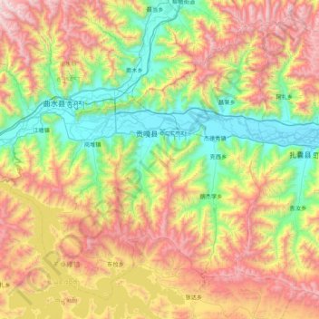 Topografische kaart Gonggar County, hoogte, reliëf