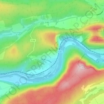 Topografische kaart Deluz, hoogte, reliëf