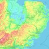 Topografische kaart East of England, hoogte, reliëf