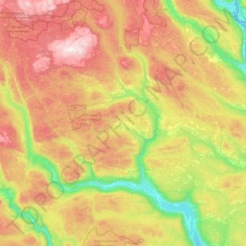 Topografische kaart Nordre Land, hoogte, reliëf