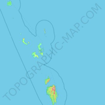 Topografische kaart Nicobar Islands, hoogte, reliëf