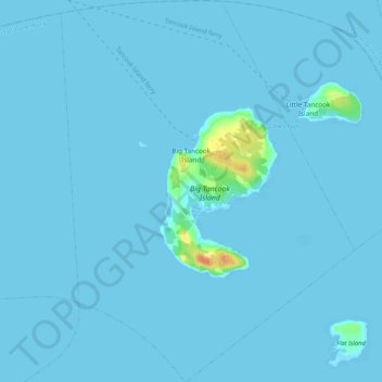 Topografische kaart Big Tancook Island, hoogte, reliëf