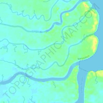 Topografische kaart Sungai Buaya, hoogte, reliëf
