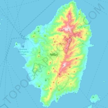 Topografische kaart Νάξος, hoogte, reliëf