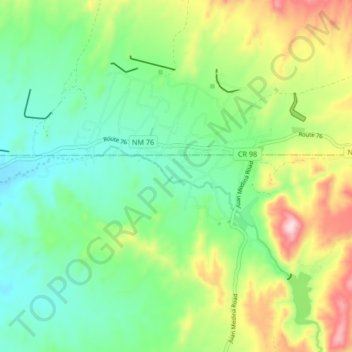 Topografische kaart Chimayo, hoogte, reliëf